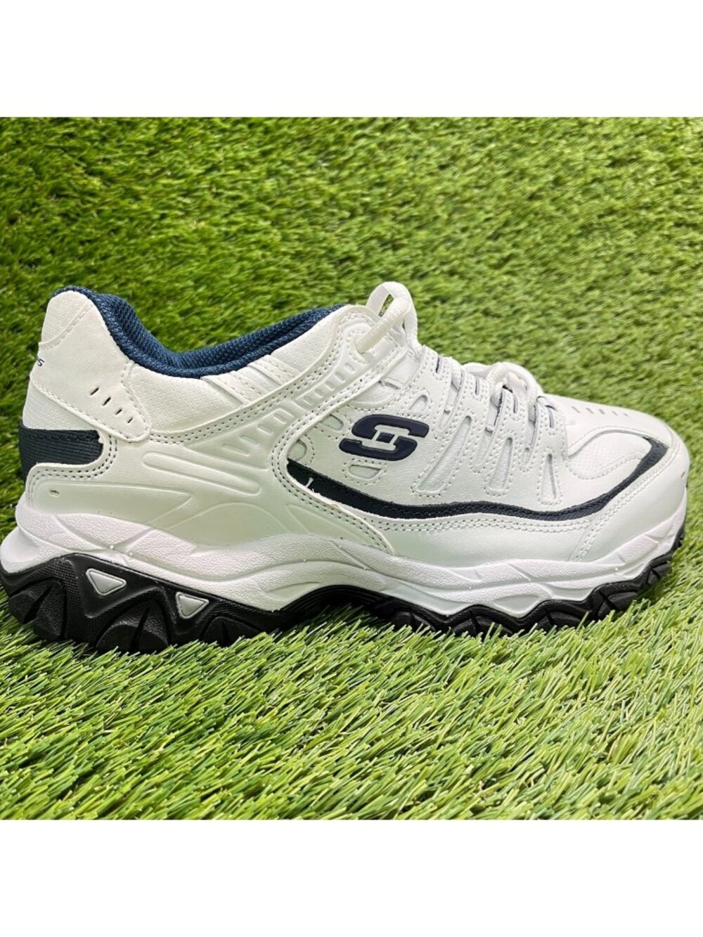 Skechers Energy After Burn Mens Size 9EEE White Athletic Leather Shoes Sneakers